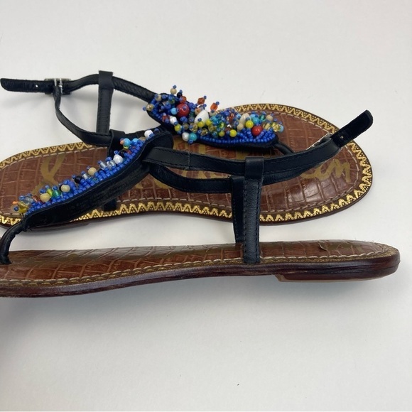 Sam Edelman Gabrielle Colorful Beaded Thong Ankle Strap Flat Sandals Leather 8 - Picture 4 of 16